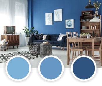 number 1 on our list of the 5 best interior paint colors of 2020. This bold blue adds drama to the living room.