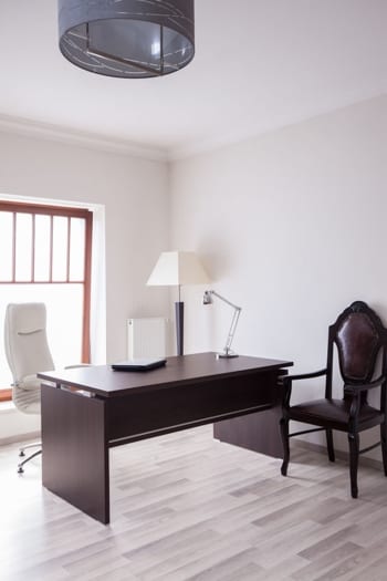 small room office den in light colors